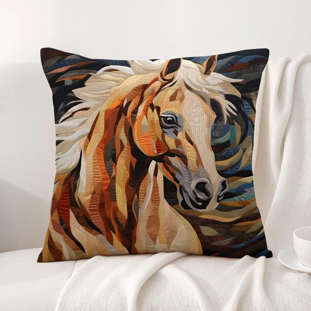Printing Stylish Horse Cushion Cover Natural Linen Organic Fabric DoubleSided Printing Sofa Home Decor Gift Pillow Cover