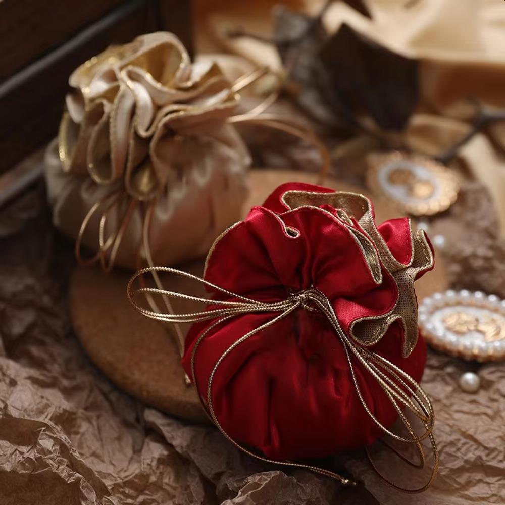4Pcs Portable Candy Packaging Bags Exquisite Velvet Storage Bag Reusable Drawstring Bag  Party Decor