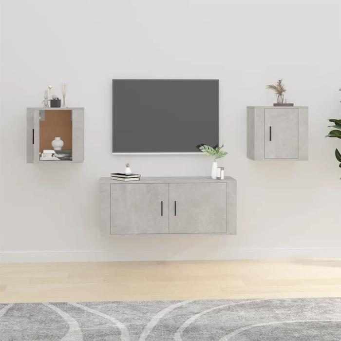 816649 vidaXL Wall-Mounted TV Units 2 Pcs Concrete Grey 40x34.5x40 Cm