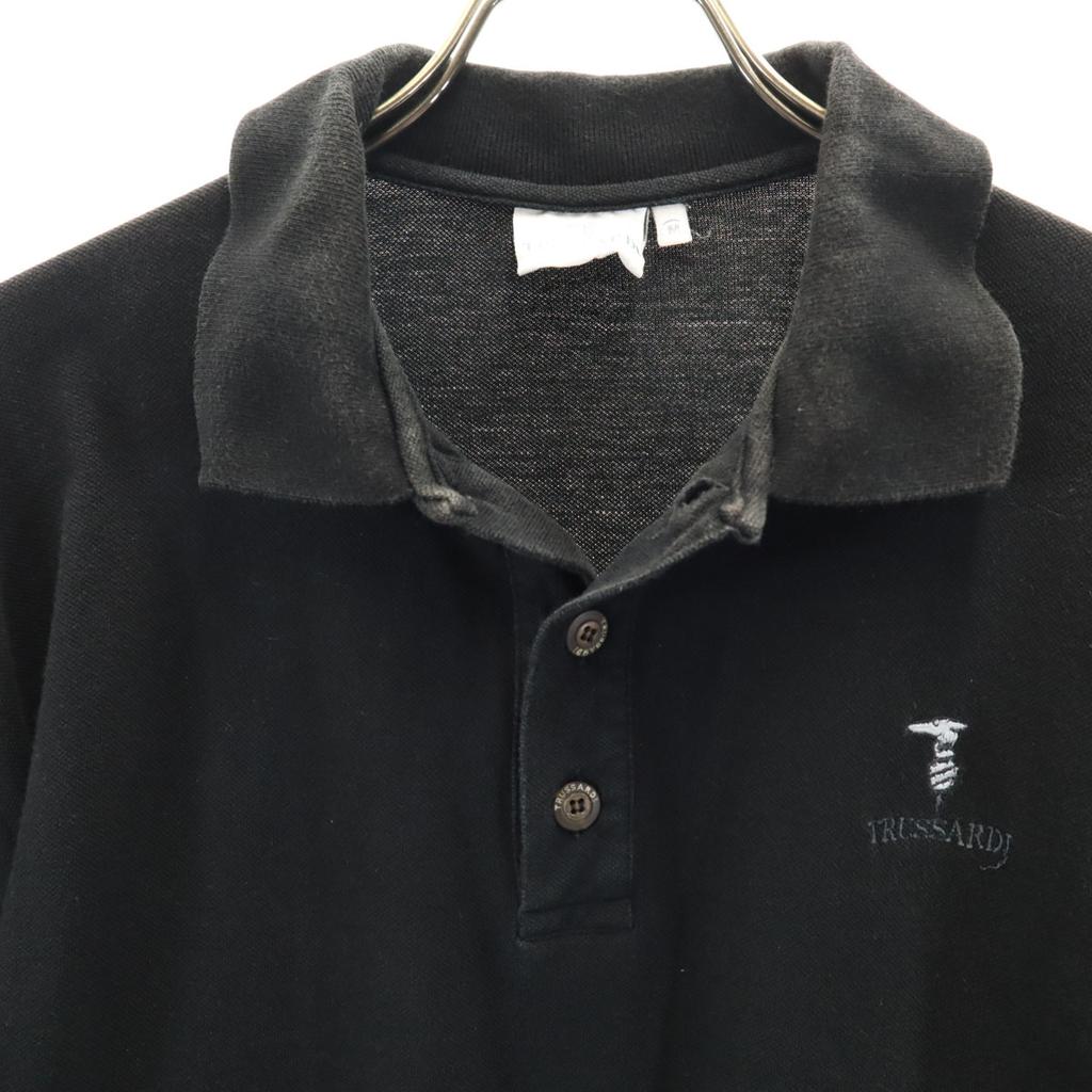 TRUSSARDI made in Italy Short sleeve Polo shirt M black Kanoko fabric Men's Used