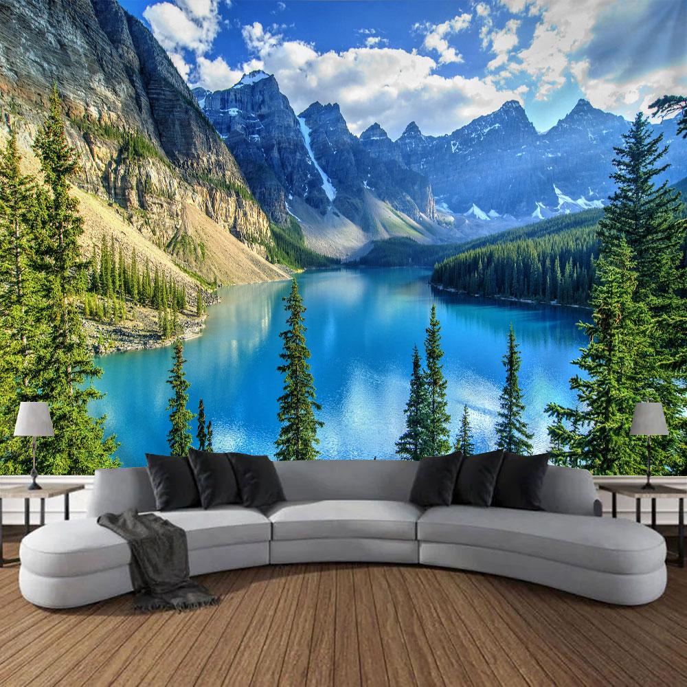 Frumoasă pădure naturală imprimată tapiserie mare de perete ieftină hippie agățată tapiserii de perete boeme decor mandala de perete