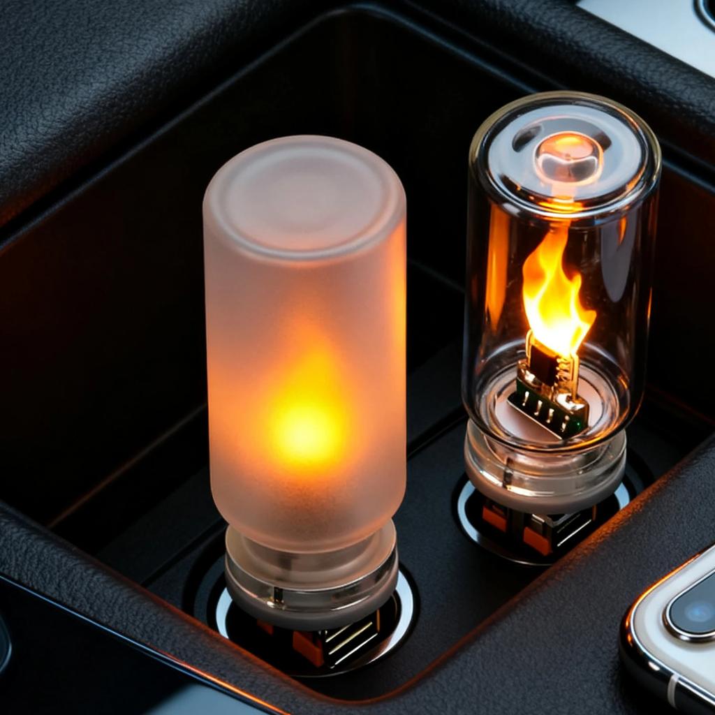 1-5pcs Car Ambient Night Light Holiday Home Decor Auto Interior Light 5V USB LED Flickering Candle Bulb Lamps Accessories