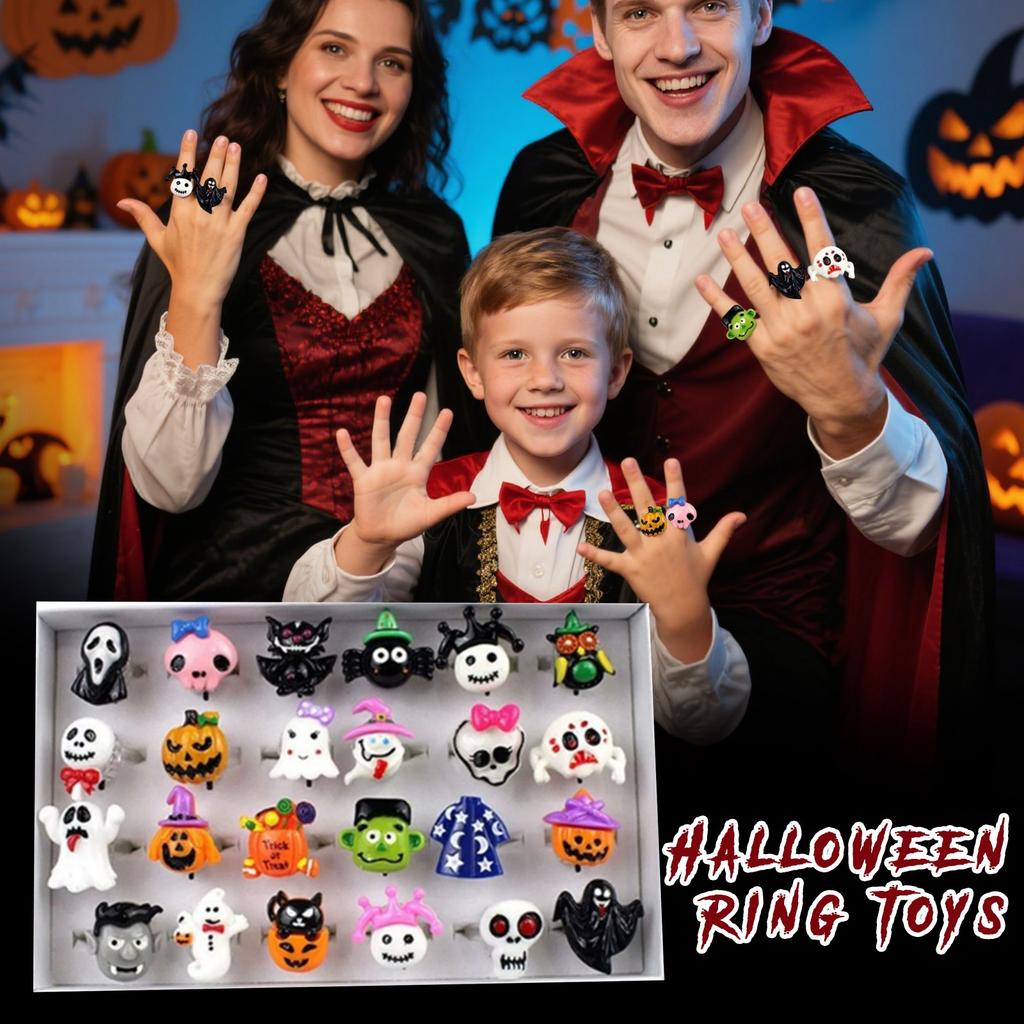 Halloween Glow In The Dark Ring Accessories, Halloween Miniature Character Accessory Set, Small Resin Miniature, Pumpkin, Death,