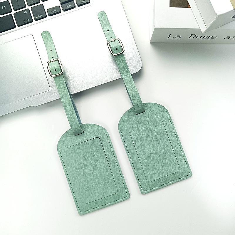 Available: Thickened PU Leather Luggage Tag - Horizontal/Vertical Flap with Pocket and Buckle, Includes Signature Paper.
