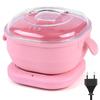 Plug Foldable Wax Heater Hair Removal Machine Portable Silicone Warmer Spa Body Epilator Paraffin Pot Travel Size ) Pink EU 1 Pcs