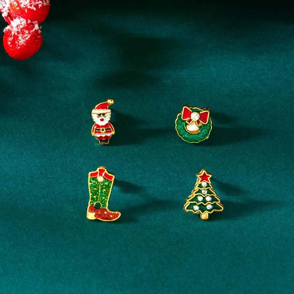 Christmas Elf Earring Set With Festive Animal Designs For Holiday Celebrations