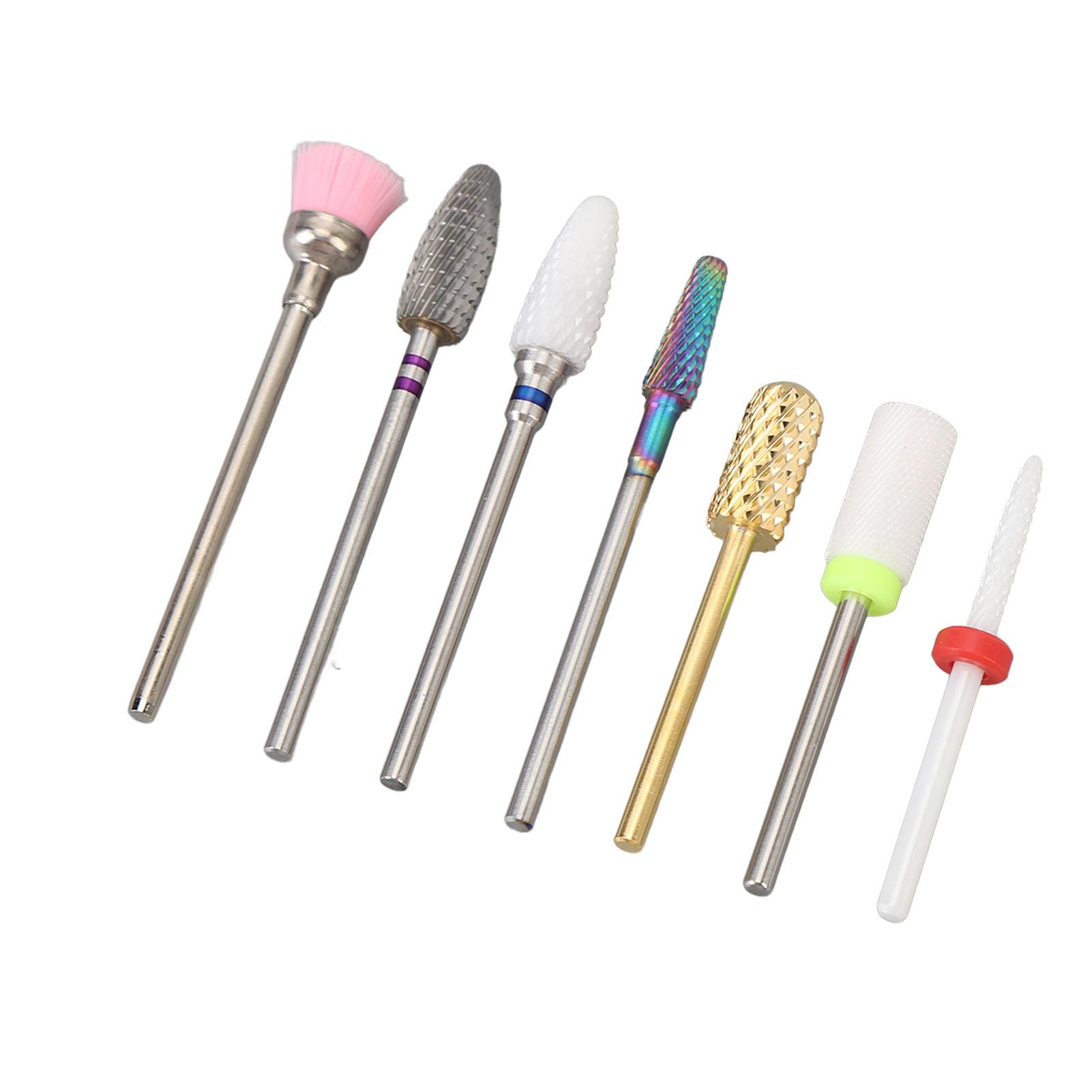 

7pcs Nail Drill Bits Kit Tungsten Carbide Portable Grinding Heads Manicure Tools with Storage Box