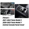 Glossy Carbon Fiber Style Center Console Cup Holder Panel Cover For Model 3 / Y