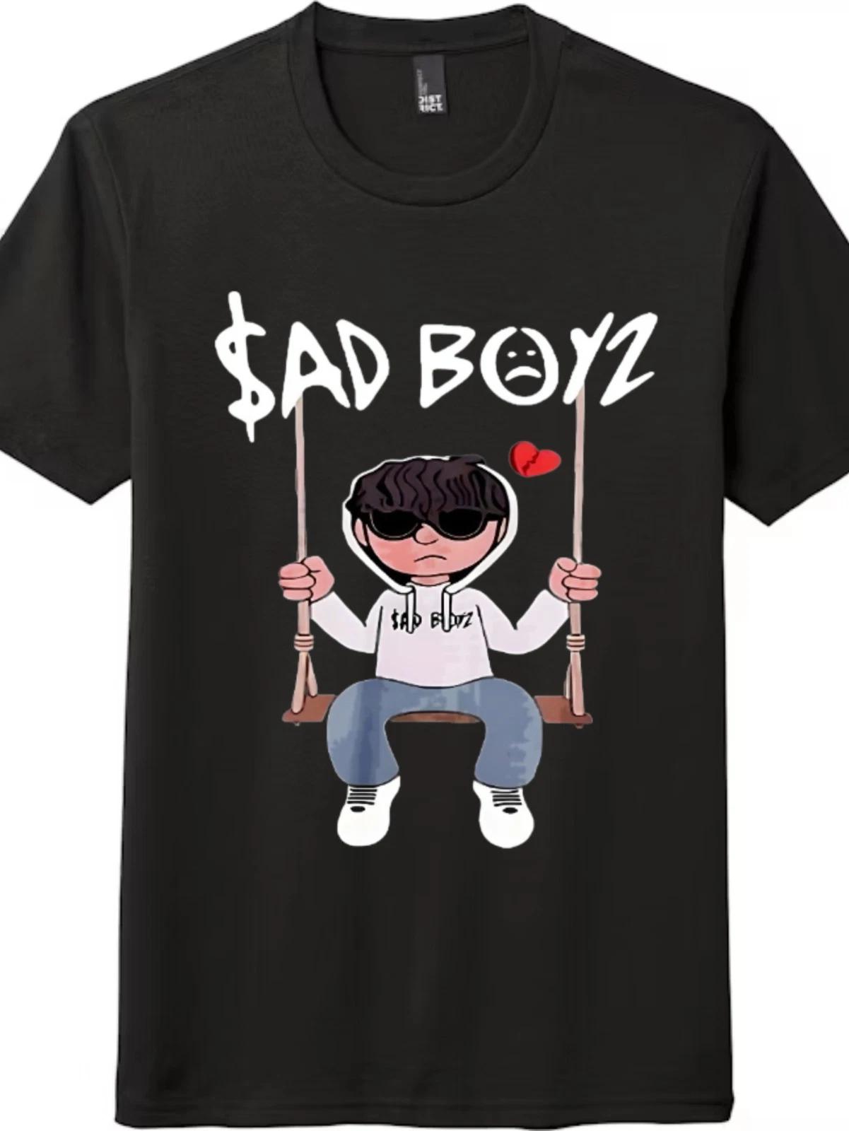 Sad Boyz Cartoon Swing Graphic T-Shirt, Reggaeton Fan Tee L