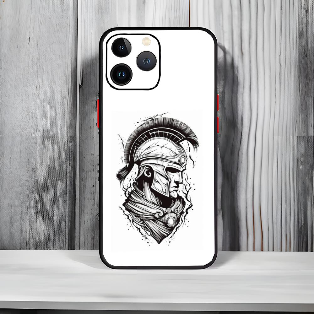 

Historical S-Spartan Warrior Pattern Case Phone Case Black Matte Thin Phone Case For iPhone17 16 15 14 13 ProMax iphone12promax