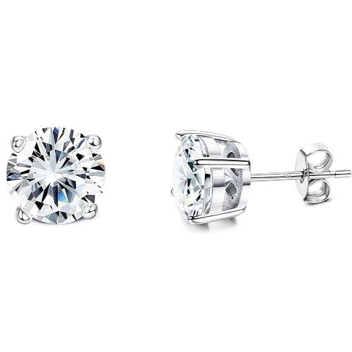 Silver Needle Cubic Zirconia Stud Earrings for Women Men 14K Gold Plated Hypoallergenic Dainty Stud Earrings Jewelry