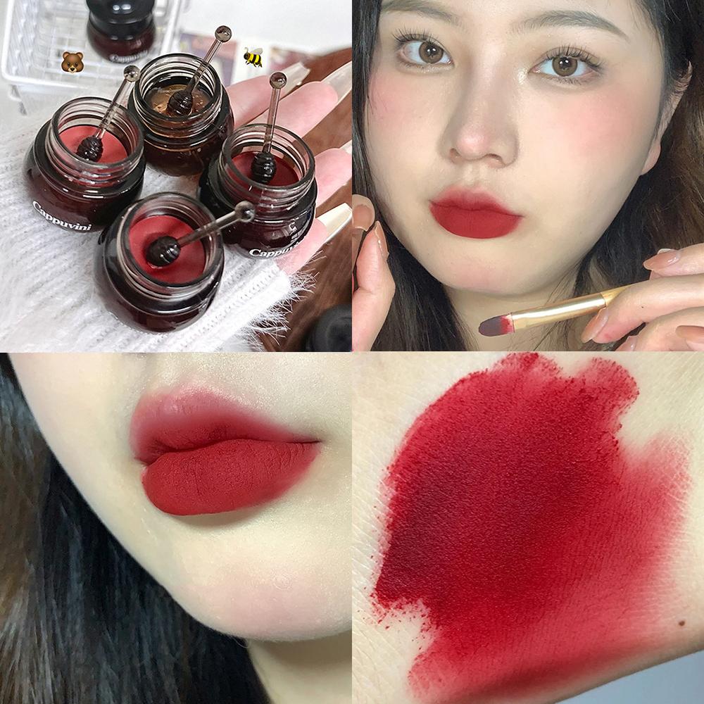 

CAPPUVINI Черный медовый бальзам для губ Увлажняющий и увлажняющий осветляет морщины на губах Блеск для губ