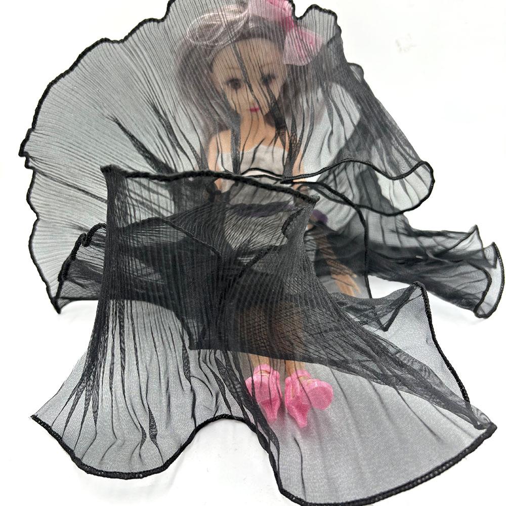 Lace Trim Organza Fabric Mermaid Ruffled Transparent Iridescent Laser Pleated for Patchwork Skirts Wedding Sewing Costume Supply