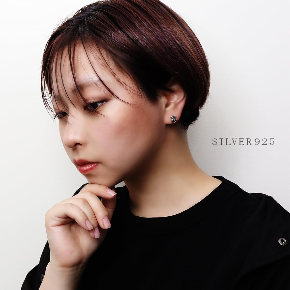 [Shinjuku Gin No Kura] Heart Crown Stud Earring (Single Earring) - Crown Style, 925 Sterling Silver, Gothic, Gothic Lolita Style, Small