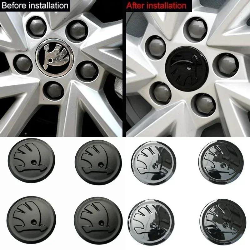 DYZ5 55MM ABS Car Wheel Rims Center Hub Caps Emblem for Skoda Fabia Rapid Octavia Laura Superb 2 3 VRS Yeti Karoq Kodiaq Accesories