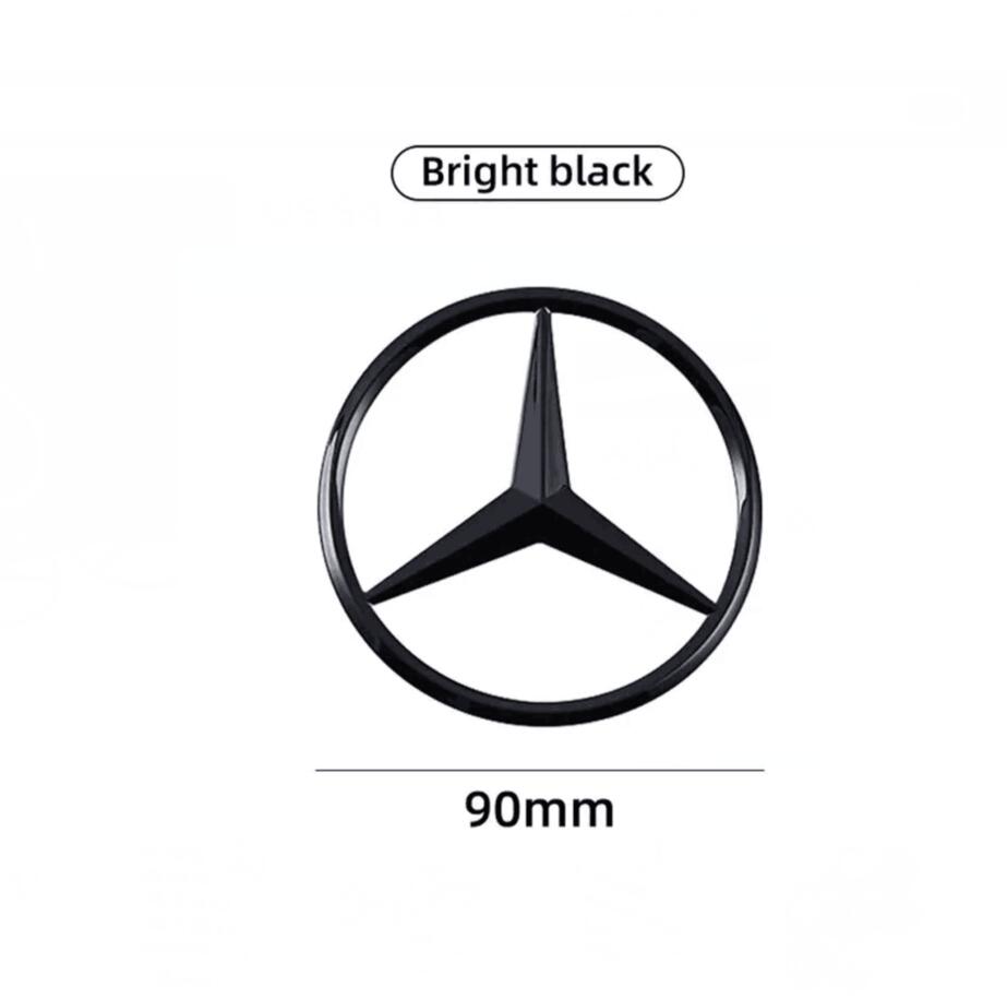 Zrvmt3 2025 Hot 90mm ABS Chrome Black Logo Mercedes Emblem Rear Star Badge For Mercedes Benz W203 W206 W212 X253 W167 W166 W247 C E GLA