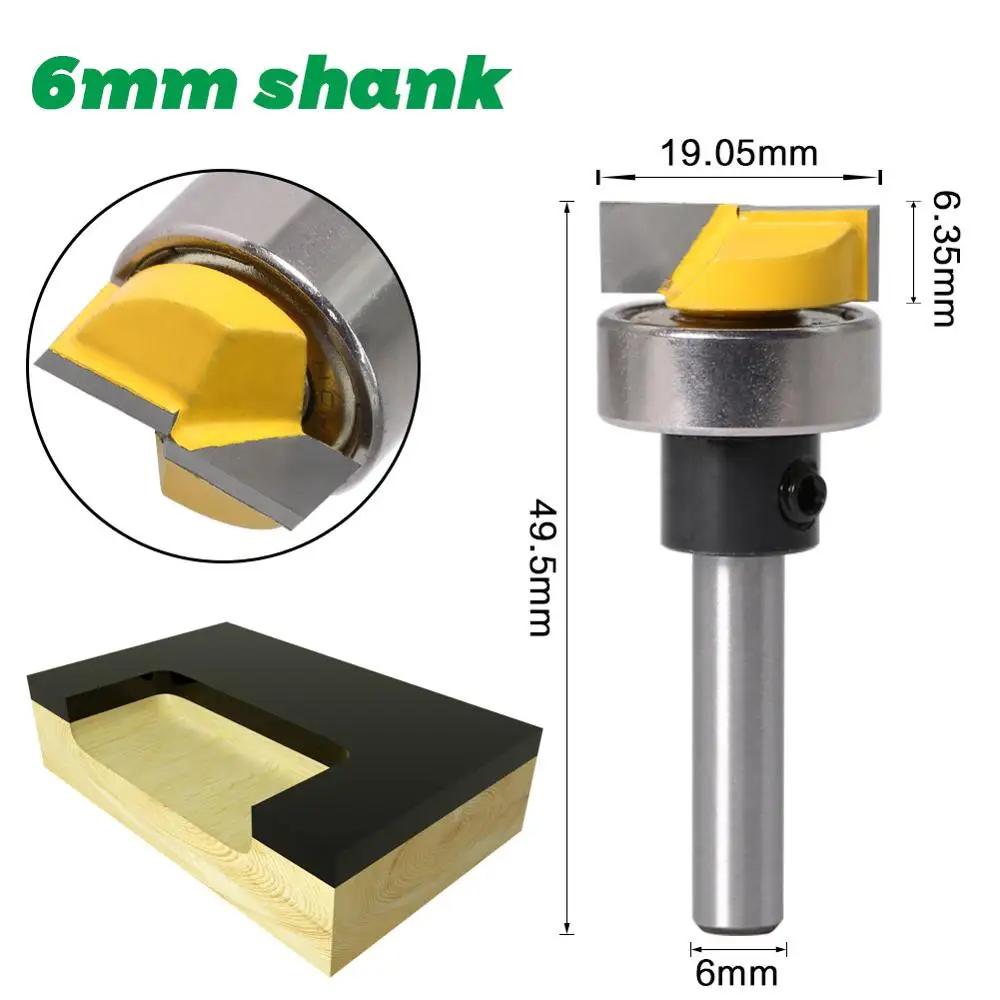 6mm shank Trim Router Bit - Bottom Cleaning 3/4"W X 1/4"H Woodworking cutter Tenon Cutter for Woodwork 1/4" Shank Template