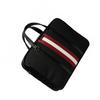 Bally Striped Decorative Zipper Closure Fabric And Leather Briefcase Large Men Briefcase Black 6308533