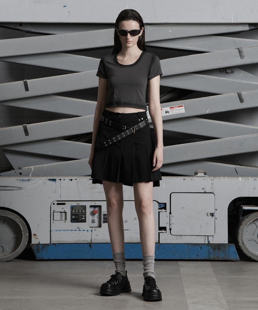 Jenyujeu Swifts Asymmetrical Pleated Skirt - Black