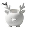 Ceramic Style Vase 3D Printed Reindeer Succulents Planter Pot for Indoor Plants Decorative Desktop Modern Art Sculpture Organizer Christmas