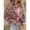 Vintage-Inspired Plaid Long Sleeve Shirt for Women - Blend, Button-Up, Machine Washable - Perfect for Fall & Spring