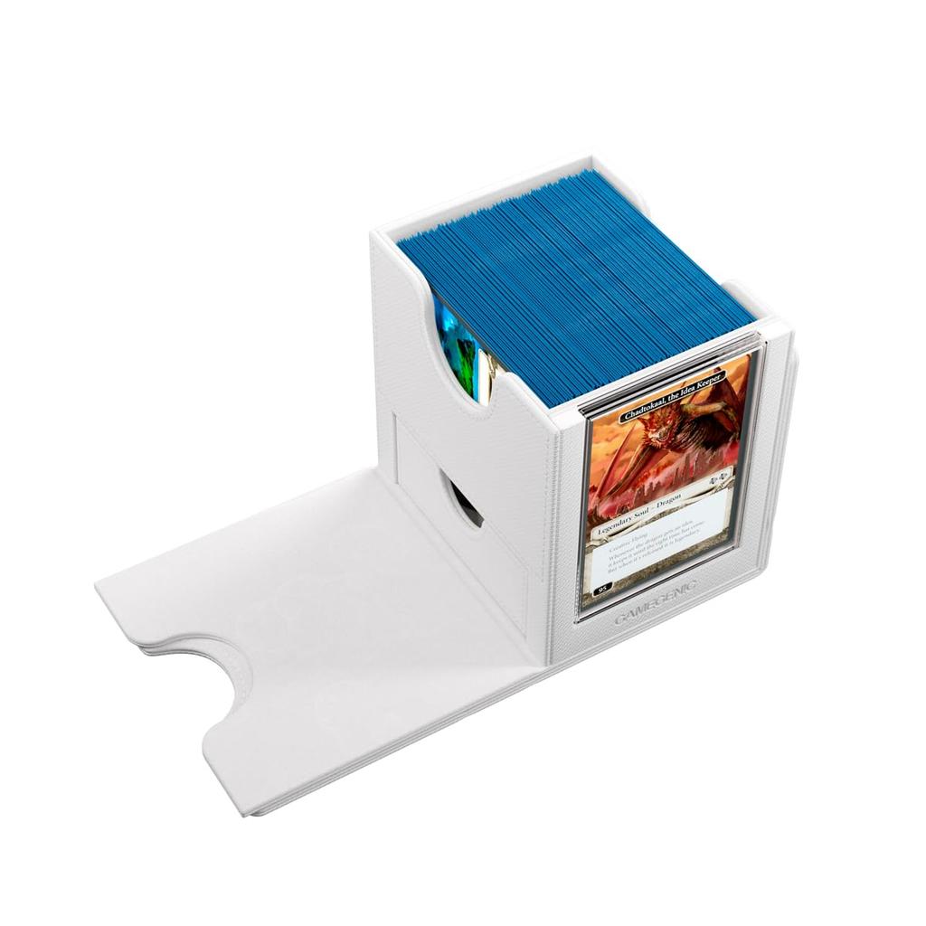 Gamegenic Sidekick Pro XL Convertible Premium Deck Box with Secure Card Card Display Top and Extra Token Magnetic White 100+ - Storage, UV-Resistant