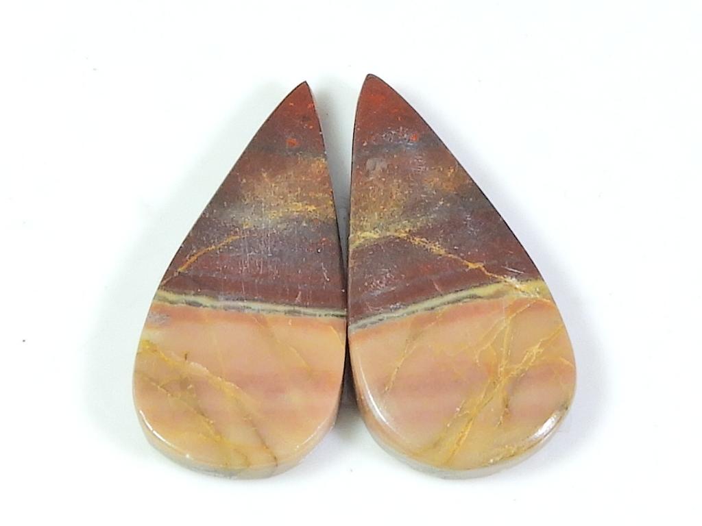 17Cts.Natural Red Jasper Matched Pair Pear Cabochon Gemstone 12X24X03MM SK-225