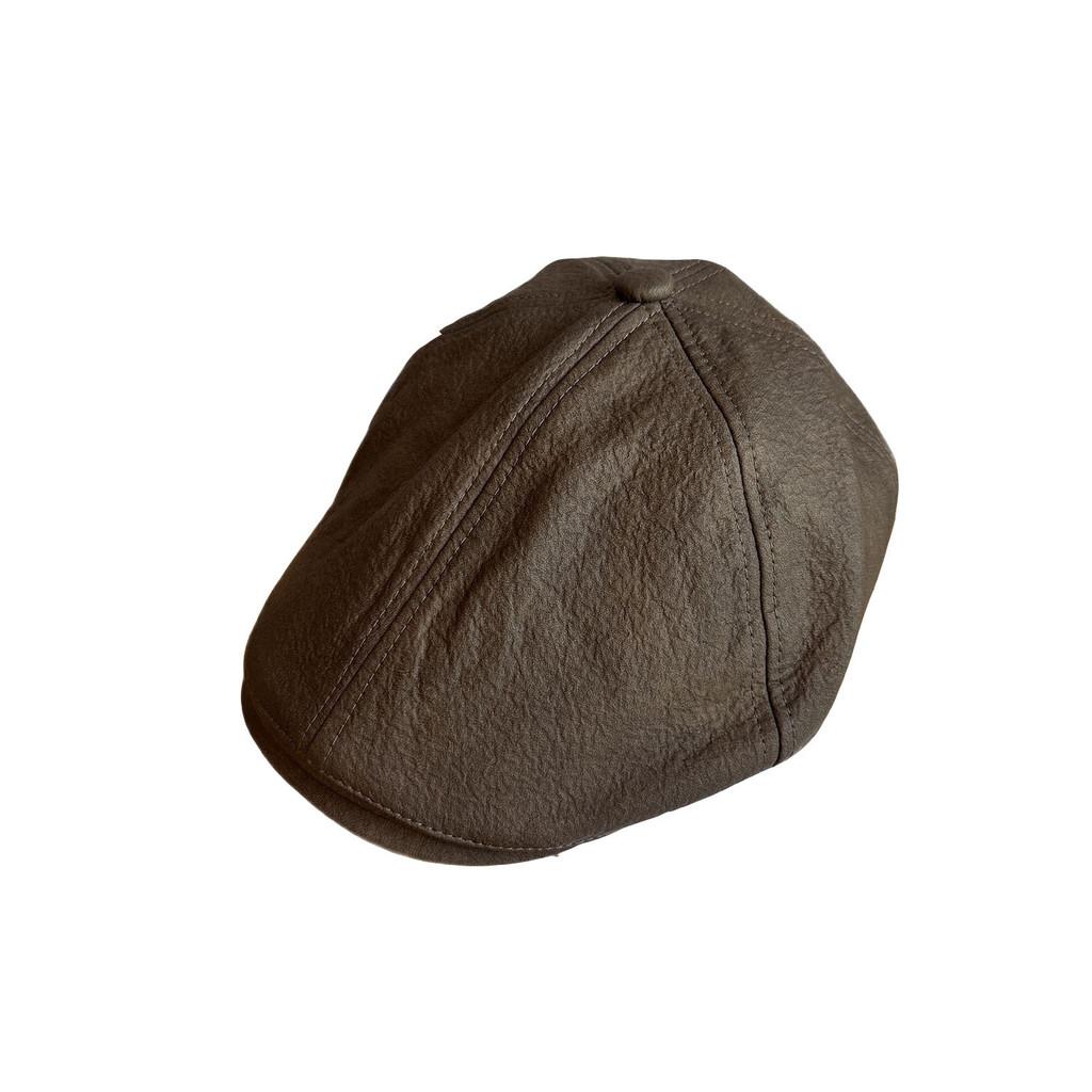 Color Solid Fashion Retro Leather Cap Women Autumn Spring Protection Sunlight