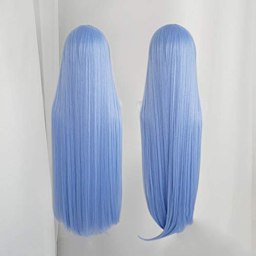 Cosplay Wig with Net, Long, Light Blue, Heat-resistant, Perfect for Halloween, Events, and More.