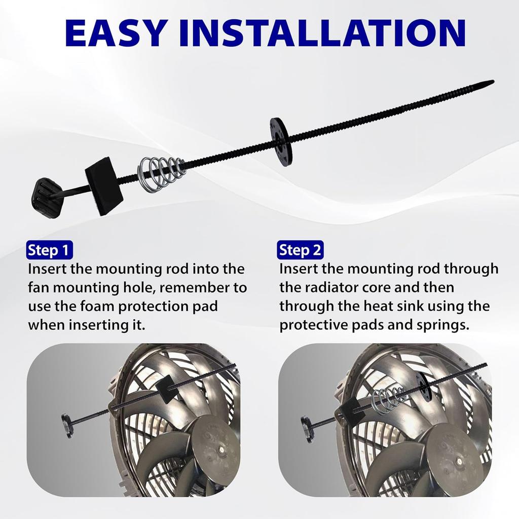 Automotive Fan Mounting Kit, Radiator Fan Zip Ties Clips Mounting Kit, Electric Mount Hold Down for Cooling Fan Transmission Cooler Radiator Fan Kit