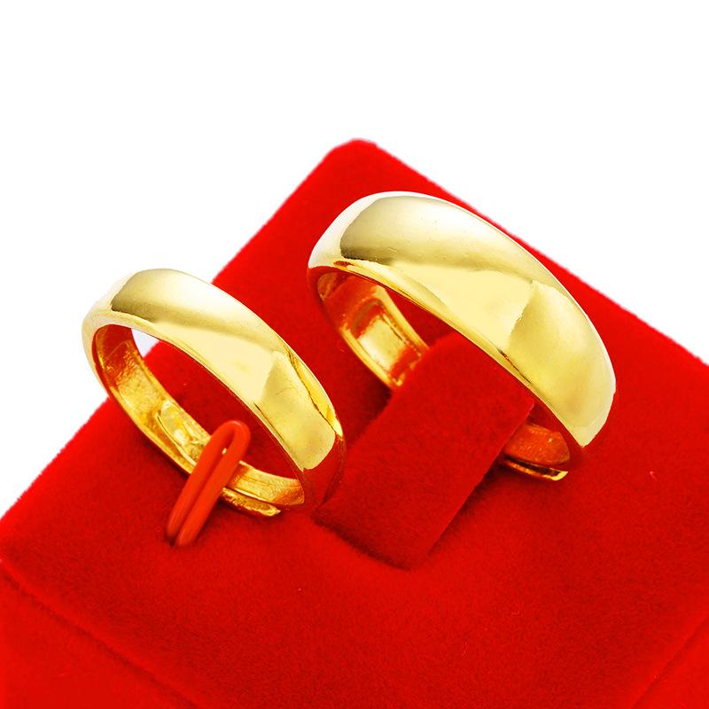 Elegant Gold-Plated Brass Open Ring for Couples: Thickened Vietnamese Sand Gold Finish for Men & Women