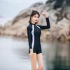 Professional Sports One Piece Flat Angle Conservative Slim Tummy Control Long Sleeve Hot Spring Swimsuit Women Fashion Beach Vacation Elegant Wear