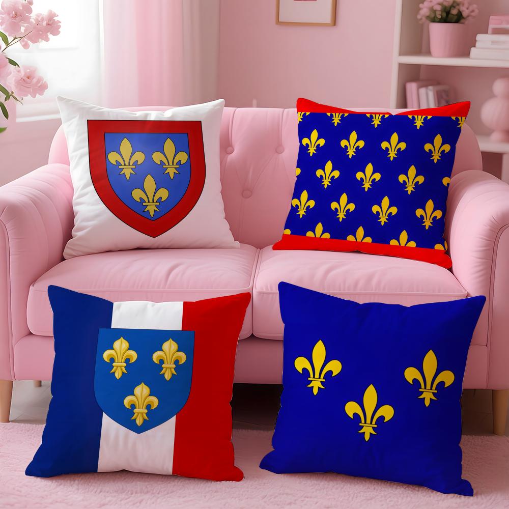 Anjou Flag French Region Cushion Cover Plush Fabric Soft Double-Sided Printed Invisible Zipper Sofa Pillow Case Home Decor