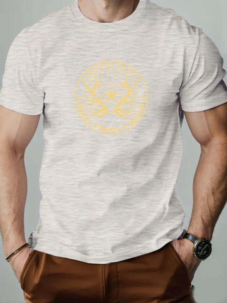 Mens cotton Tshirt whitetailed militia summer round neck shortsleeved graphic breathable fashion casual Tshirt