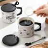Creative Cartoon Panda Ceramic Cup High Value Mug with Lid Spoon Water Cup Household Coffee Cup Souvenir Gift Cup