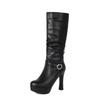 Belt Buckle Knight Women'S Boots Zipper High Boots Thick-Soled Thick High-Heeled Boots 40-43 Large Size Boots