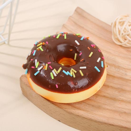 Squeeze Toy Soft Slow Rebound Stress Relief Toy 7cm Realistic Donut Simulation for Kids Adults Desktop Decoration Baking Prop Photo Background