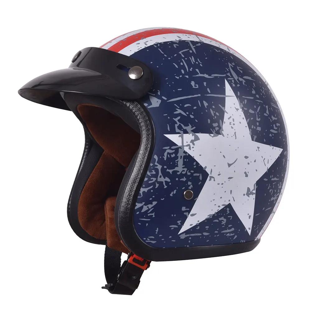 Retro Otwarty Kask Motocyklowy 3/4 Motorower Moto Motocross Vintage casco Cafe Racer Mężczyźni Kobiety Zatwierdzony przez DOT Kask Capacetes