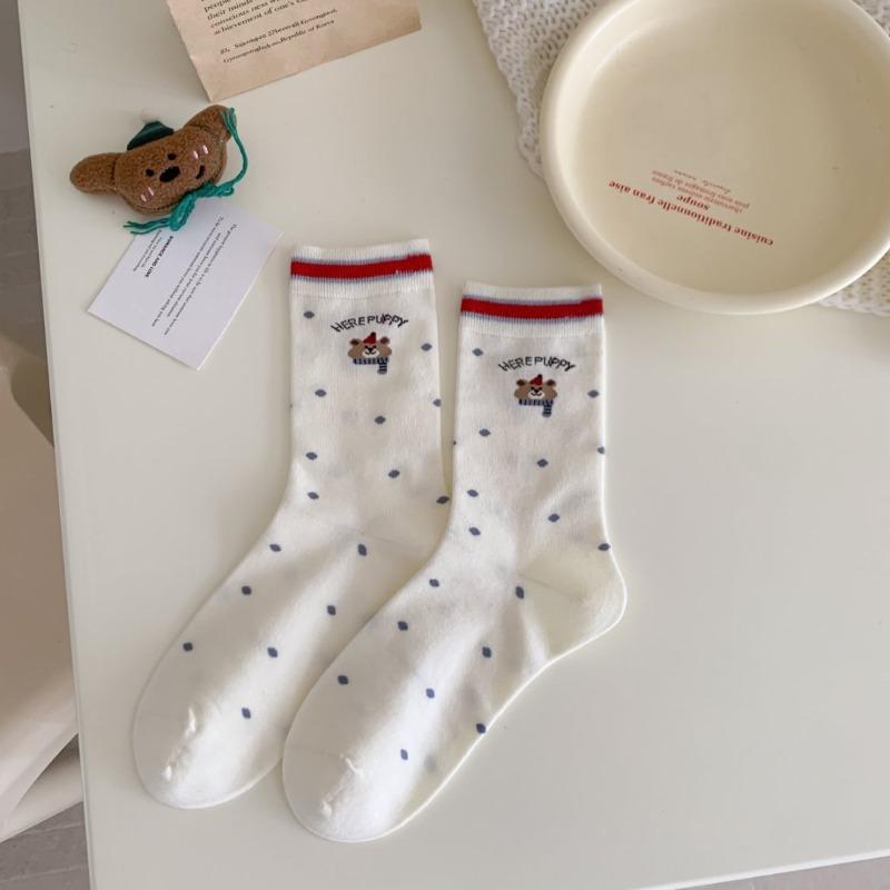 Dachshund Socks for Women, Spring, Autumn and Winter, Cat Mid-calf Socks, Cartoon Cute School Style, Versatile Bear Long Socks