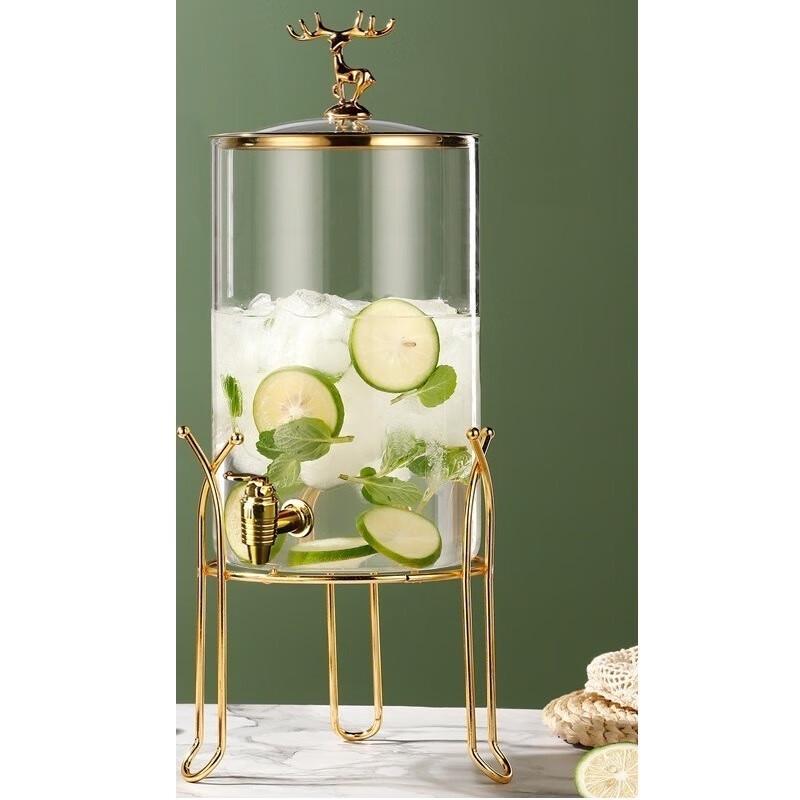 Mingling 5L Glass Beverage Dispenser with Stainless Steel Tap and Stand