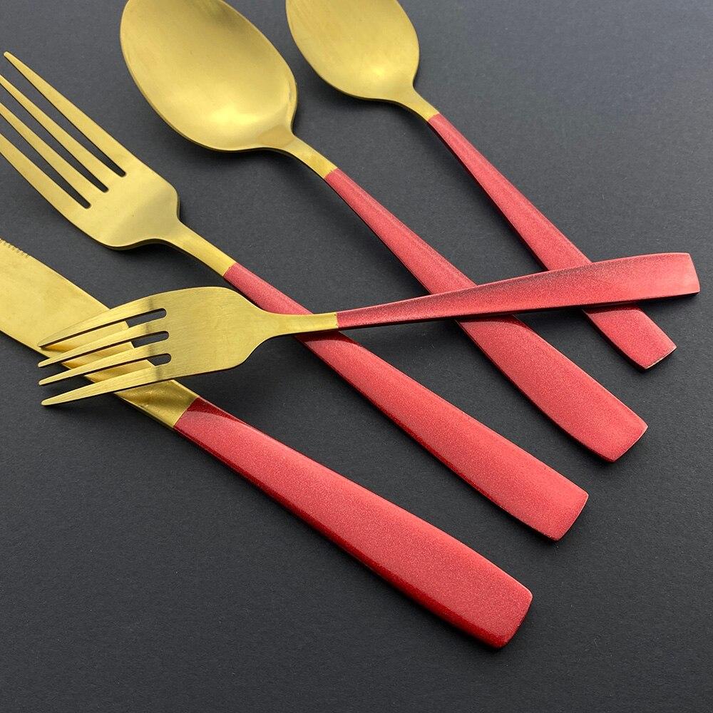 20Pcs Colorful Cutlery Set Dinnerware Set Black Fork Knife Spoon Stainless Steel Home Tableware Set With Plastic Storage Tray