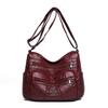 Women's Soft Leather Bag Middle-Aged Mother Crossbody Bag Large Capacity Multi-Pocket Commuter Shoulder Bag