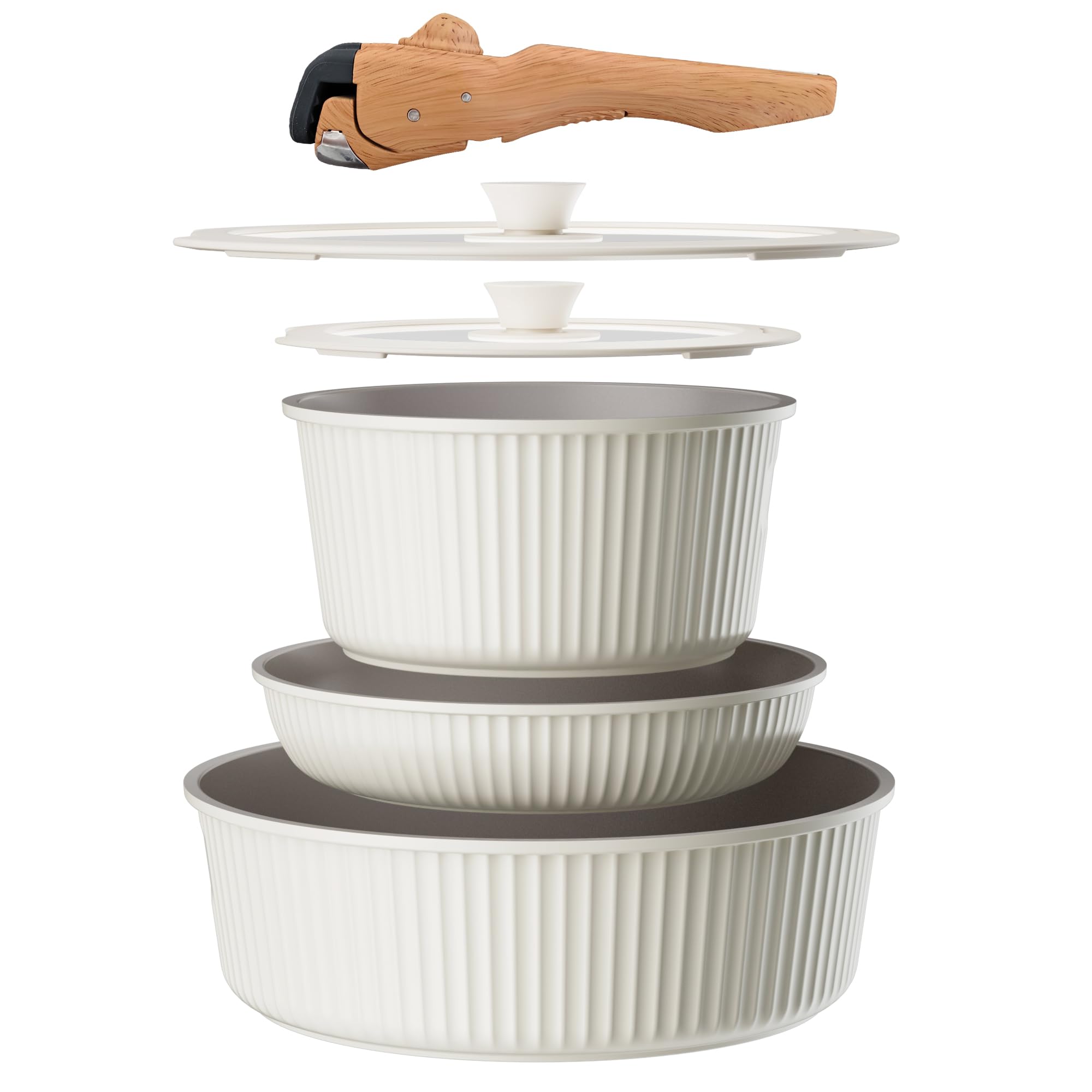 

AMPWEEL Frying Pan Induction and Gas Free of Harmful Substances like Removable Ideal for Living 6-Piece Set, Compatible, PFOA, Handles, Lightweight,