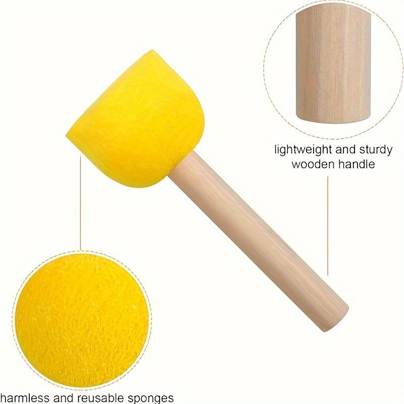 4pcs Round Sponge Brush Set for Painting Mushroom Head Design with Natural Wood Handles, Assorted Sizes, Ideal for Graffiti & Art Projects