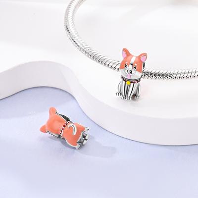 Charms Platageometric Cute Corgi Puppy Beads Fit Originalbracelets Charms For Women Jewelry Diy Making Gifts