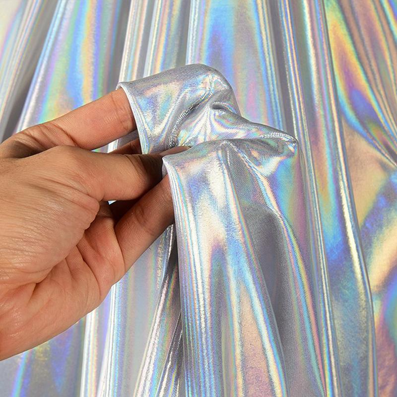 Glitter Laser Fabric Soft Shiny Liquid Iridescent Holographic Cloth DIY Sewing Stage Costume Wedding Party Background