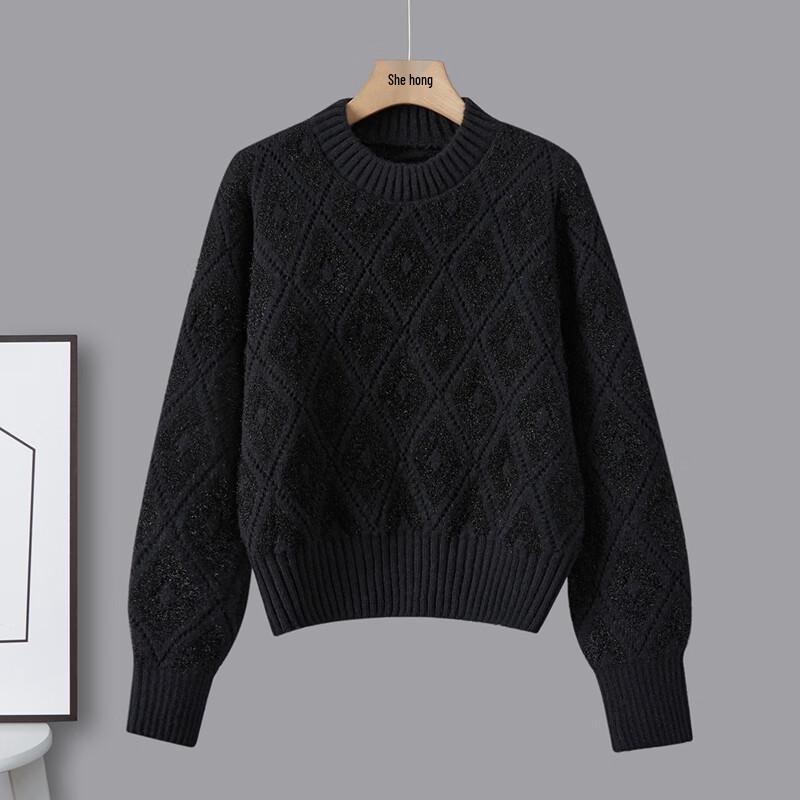 

Женский свободный свитер с круглым вырезом и длинными рукавами, с цветными блоками, осень 2025 One Size