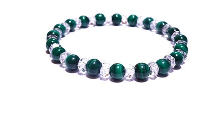 Kanoishi for Protection from Evil and Good Malachite Bracelet for Men and 6mm Natural Power Quartz [Amulet Fortune] Women, Stone, Stone, (For
