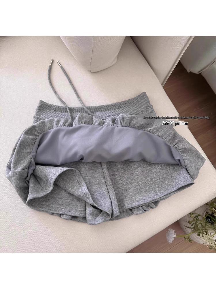 2025 Autumn Korean Spicy Girl Tulip Skirt: Slimming Drawstring Ruffle Design