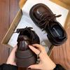 Women's Platform Leather Oxfords Chunky Sole Lace-Up Casual Shoes Thick Bottom Fashion Footwear